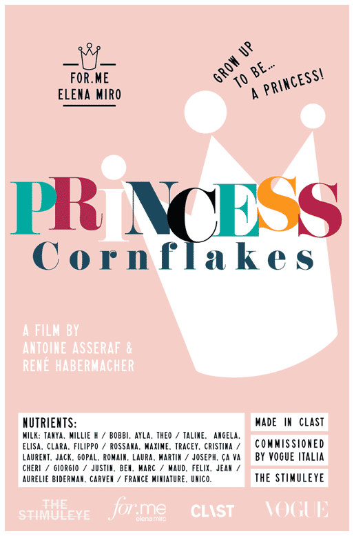 Princess Cornflakes fashion film poster, with Vogue Italia, Clast and The Stimuleye.